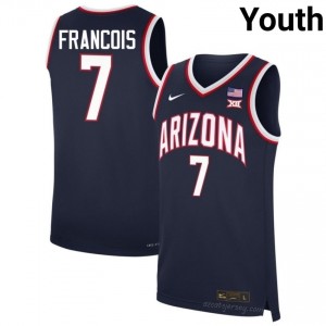 Jackson Francois #7 Arizona Wildcats Youth Navy Basketball Jersey | NCAA-Licensed Embroidered 23950378