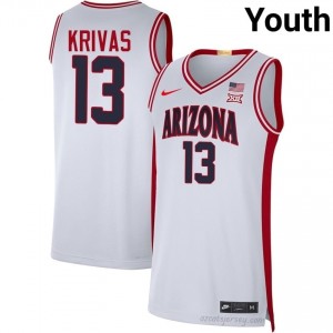 Wildcats Motiejus Krivas #13 Youth White Basketball NCAA Jersey | Heavy-Duty Team Gear 79075067